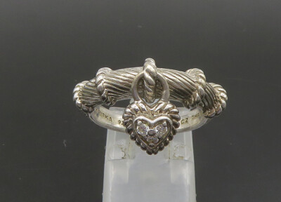 RIP RIN様 JUDITH RIPKA 925 Silver Vintage Topaz Love Heart Charm Band