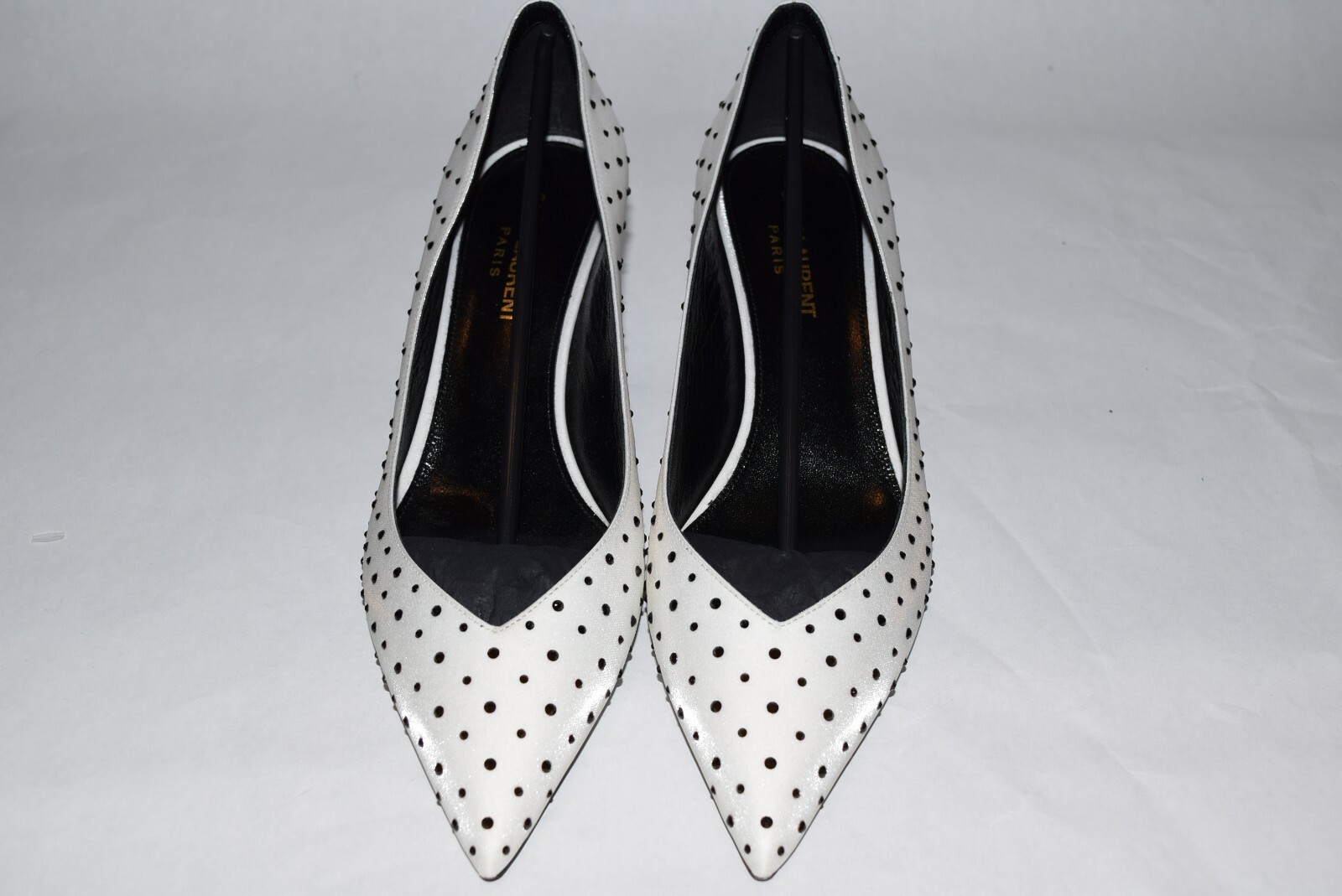 Nuovo con scatola YSL Saint Laurent KiKi 55 Swarovs Cristallo Pompa bianco nero taglia 38 5 39 tacco