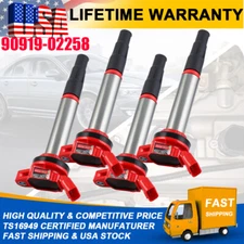 4 Ignition Coils 90919-02258 Fits For Toyota Corolla Prius 2009 - 2015 1.8L New