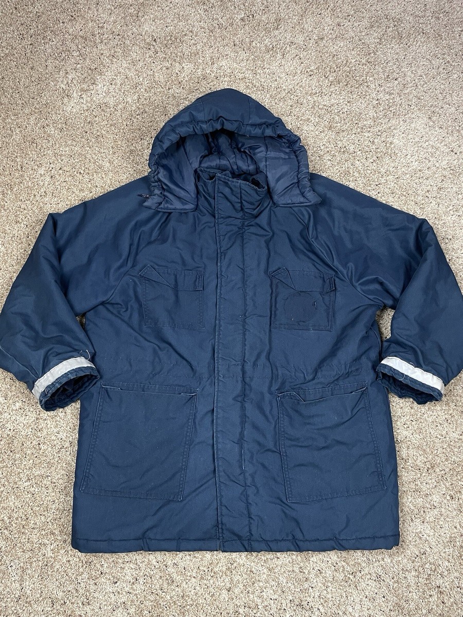 ジャケット・アウター us old red kap work jacket zip up navy Vintage Red Kap Work Jacket XL Mens Blue Hooded Full Zip