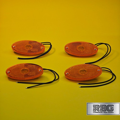 4x Side Marker Light Oval Amber LED Slim Line WAS 12/24V Lamp Trailer Caravan - Picture 7 of 10
