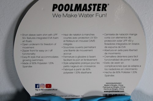 Camisa de Natación Poolmaster Lil Nadadores Flotadores Cremallera 30-50 lb | Unicornio Azul 50549 - Imagen 5 de 8
