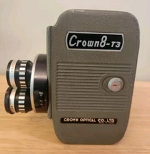 Vtg. CROWN MODEL 8-T3 8MM MOVIE CAMERA CROWN OPTICAL CO. LTD. JAPAN 
