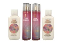 Pink Pineapple Sunrise Lotion  Fragrance Mist Bath  Body Works 4 Piece Set