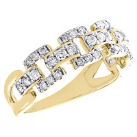10K Gelbgold Diamant GewöLbter Offen Link Ehering JubiläUm Ring 1/2 Karat