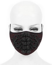 Devil Fashion Gothic Face Mask Mouthguard Red Black Knotted Frogging VTG Vampire