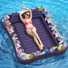 Inflatable Tanning Pool Lounger 75" x 51" Large Purple