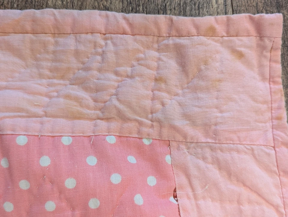 Cobertor de berçário colcha curta morango anos 80 vintage 48x35 algodão rosa bebê menina - Imagem 4 de 4