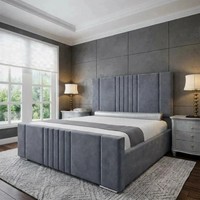 Plush Velvet Toronto Storage Panel Bed with Lined Design & Mattress Option UK