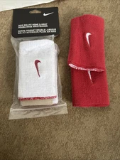 Nike Dri Fit Home & Away Doublewide Wristbands Varsity Red/White Reversible 2pr