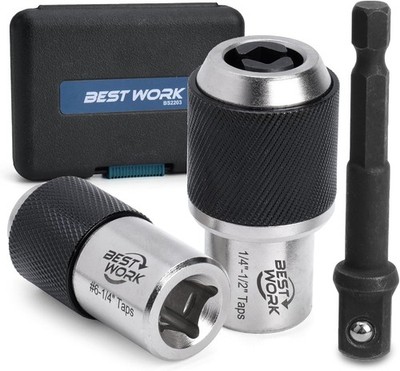 3PCS Adjustable Tap Socket Set 3/8in Drive Tap Holder Reamer Extractor
