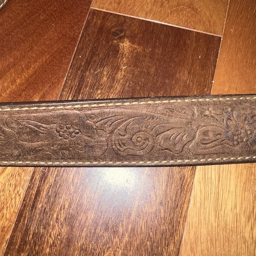 Cintura uomo Larry Mahan in pelle marrone stile western fibbia argento taglia 36 - Foto 4 di 7