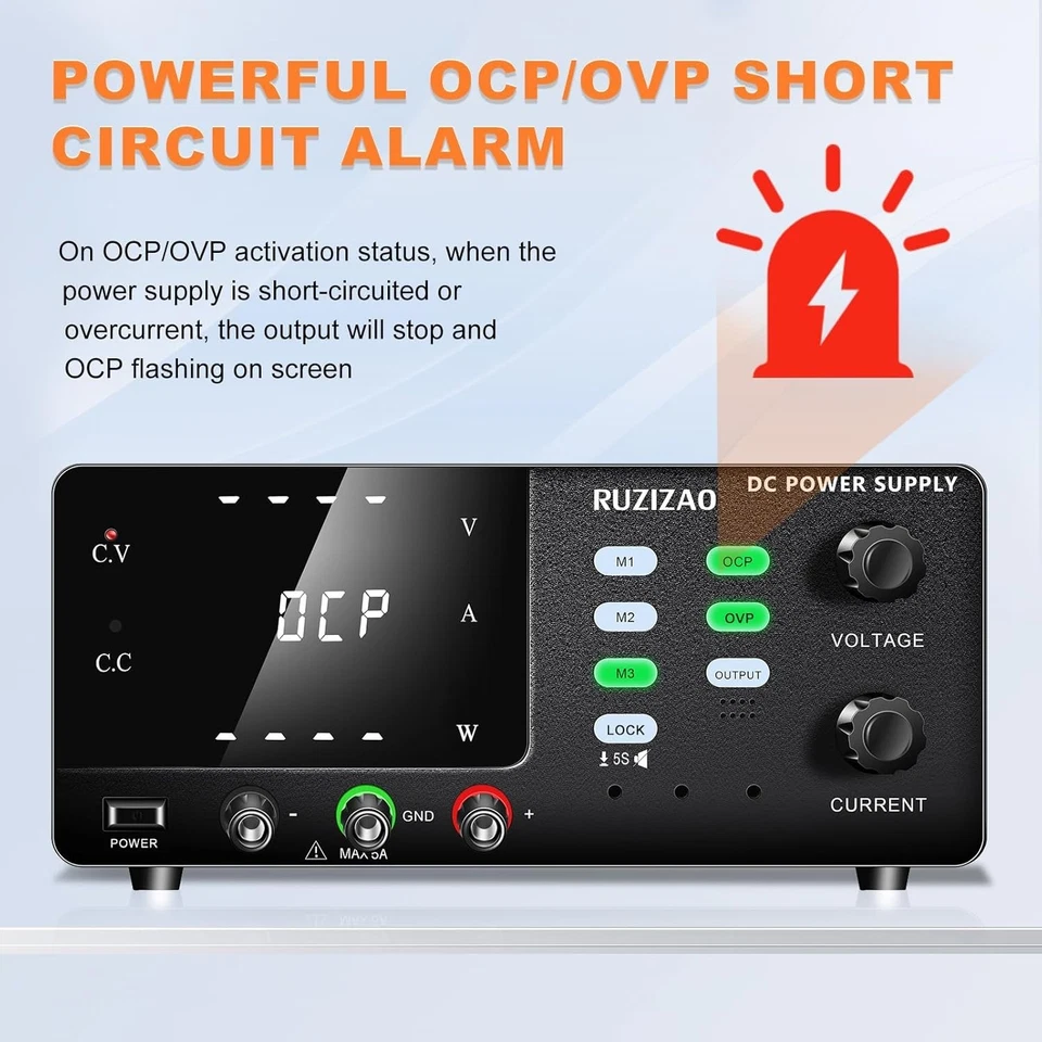 RUZIZAO DC Power Supply Variable, 0-15V 0-30A 450W High Power Switching DC - Image 4 of 4