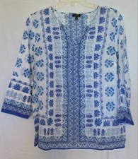Talbots Womens Boho Tunic Top Petite Large