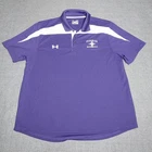 Under Armour X Furman University Paladin Baseball Polo Shirt 2XL Purple Heatgear