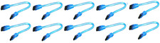 10 x 6" Inch UV Blue SATA 3 III Round SSD/HDD Data Cable Straight to Straight