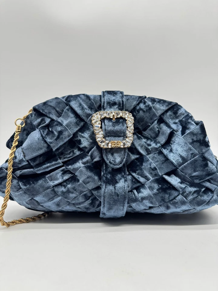 SAM EDELMAN Brit Frame Terciopelo Cristal Hebilla Bolso de Noche - Joya Azul Marino Foto 3 de 4