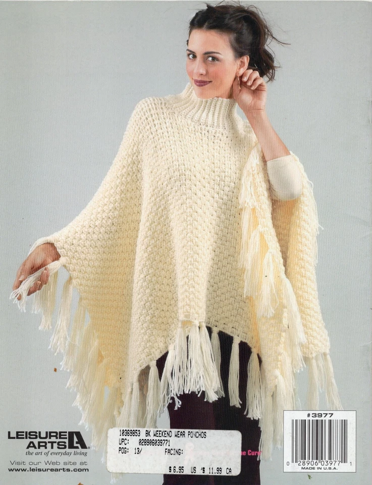 Лот из 4 книг по вязанию крючком - пончо - 12 узоров - от Leisure Arts - быстро и легко - Изображение 3 из 4