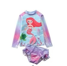 Little Mermaid Ariel Swimsuit Swim Rash Guard Bikini Toddler 2 Piece 5T