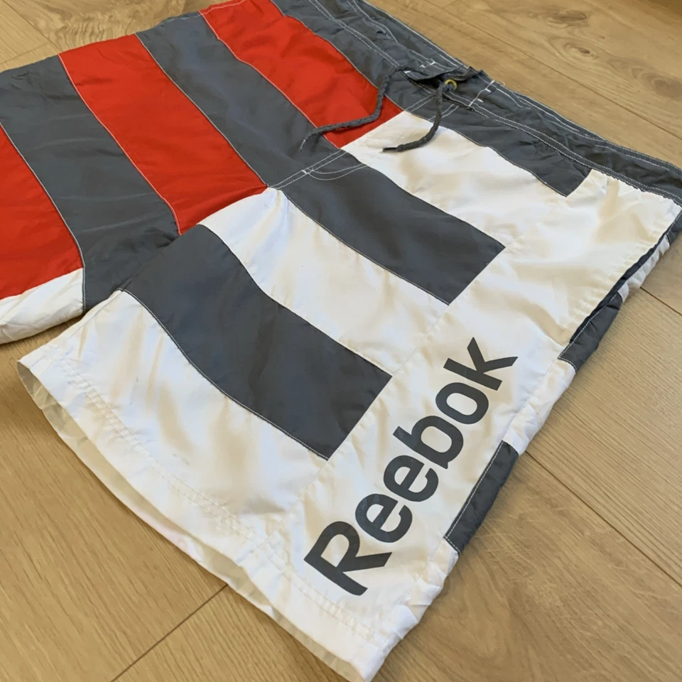 Reebok Mens Boardshorts 2XL Trunks Red Grey White Boardies Summer Beach  - Image 3 of 4