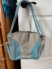 Keen Canyon tote/shoulder bag tan & blue canvas - bombproof!