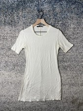 Reformation GiGi Cream Ribbed Short Sleeve Bodycon Mini Dresd Size Medium