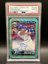 2024 Topps Chrome Update Auto Johan Rojas #RA-JRO Green Refractor /199 PSA 10