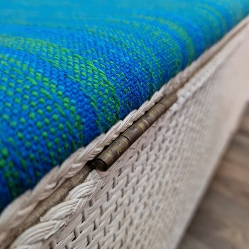 Retro Vintage Mid Century Trunk Storage Woven Wicker Blanket Box Ottoman Linen - Picture 24 of 24