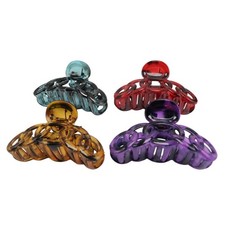 4 pcs Tortoiseshell Hair Claw Clips - 90mm Plastic Circle Clamps for Women