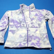 Columbia Women's Purple Geometric Fleece Full Zip Jacket Pockets Size M