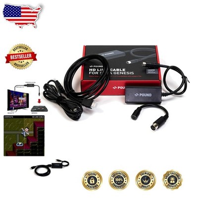 Elite Sega Genesis HD Link Cable: 720p Upscaler, RGB Picture, For All Models