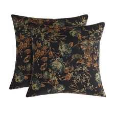 Soft Floral Velvet Throw Pillow Covers for 18" x 18" Pack of 2 Floral Black