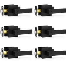 6 Pack Matte Black Door Handles, Keyless Interior Door Knobs, Privacy Door