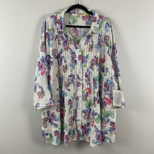 Woman Within Floral Pintuck Button Up Tunic S...