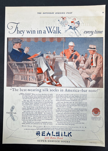1927 Real Silk Socks Hosiery Indianapolis Indiana Vintage Print Ad Full Page