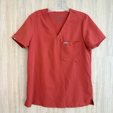FIGS Caterina Short Sleeve Scrub Top Womens Small Sunset/Orange Single Pocket