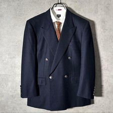 Finest Christian Dior Navy Blue Double Jacket Silver Logo Button Cd Total Patter