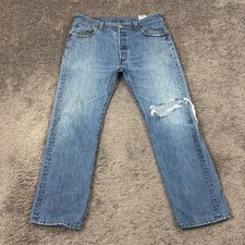 Levis 501 Jeans Mens 36 Straight Leg Original Fit Button Fly Medium Wash Denim