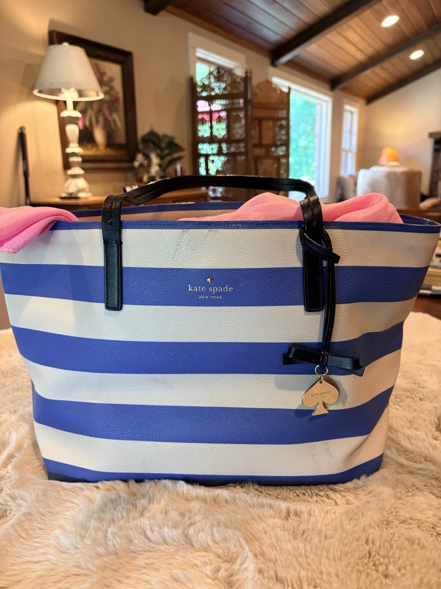 KATE SPADE~Laurel Way~STRIPED BACKPACK BAG in CRUISE SHIP BLUE KATE SPADE~Laurel Way~STRIPED BACKPACK BAG in CRUISE SHIP BLUE main image 3