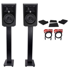  2 JBL 306P MkII 6" Powered Studio Monitors Stands Isolation Pads XLR Cables