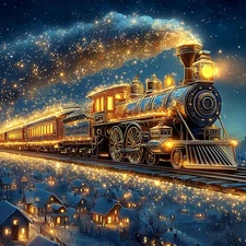 Christmas Diamond Painting Kits for Adults, 5D Winter Train Diamond Art Kits for