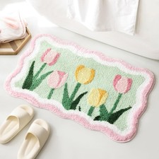Cute Floral Bath Mat Ultra Soft Non Slip Absorbent Flower Rug 32x20 Inch