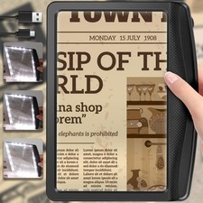 5X Rechargeable Magnifying Glass for Reading, Large Bright Lighted Full Page ...