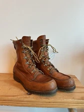 Vintage 60s 70s Mens Red Wing Irish Setter Boots Size 9.5 C Leather Lined Moc