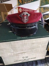 Red Cab Company Vtg Drivers Hat Original W/ Badge Silk Leather NICE RARE