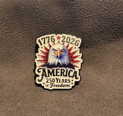 America 250 Years of Freedom 1776-2026 Patriotic Bald Eagle Lapel Brooch Hat Pin