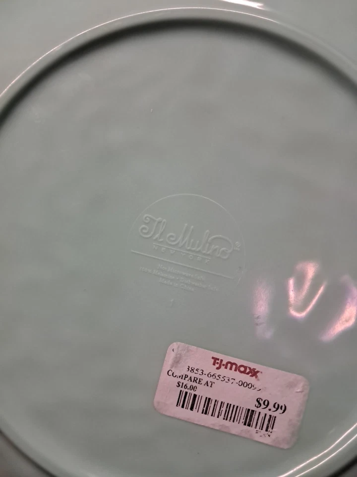 10 platos de ensalada de melamina medallón turquesa Il Mulino 8,75" verde azulado espuma de mar usados en excelente estado Foto 2 de 4