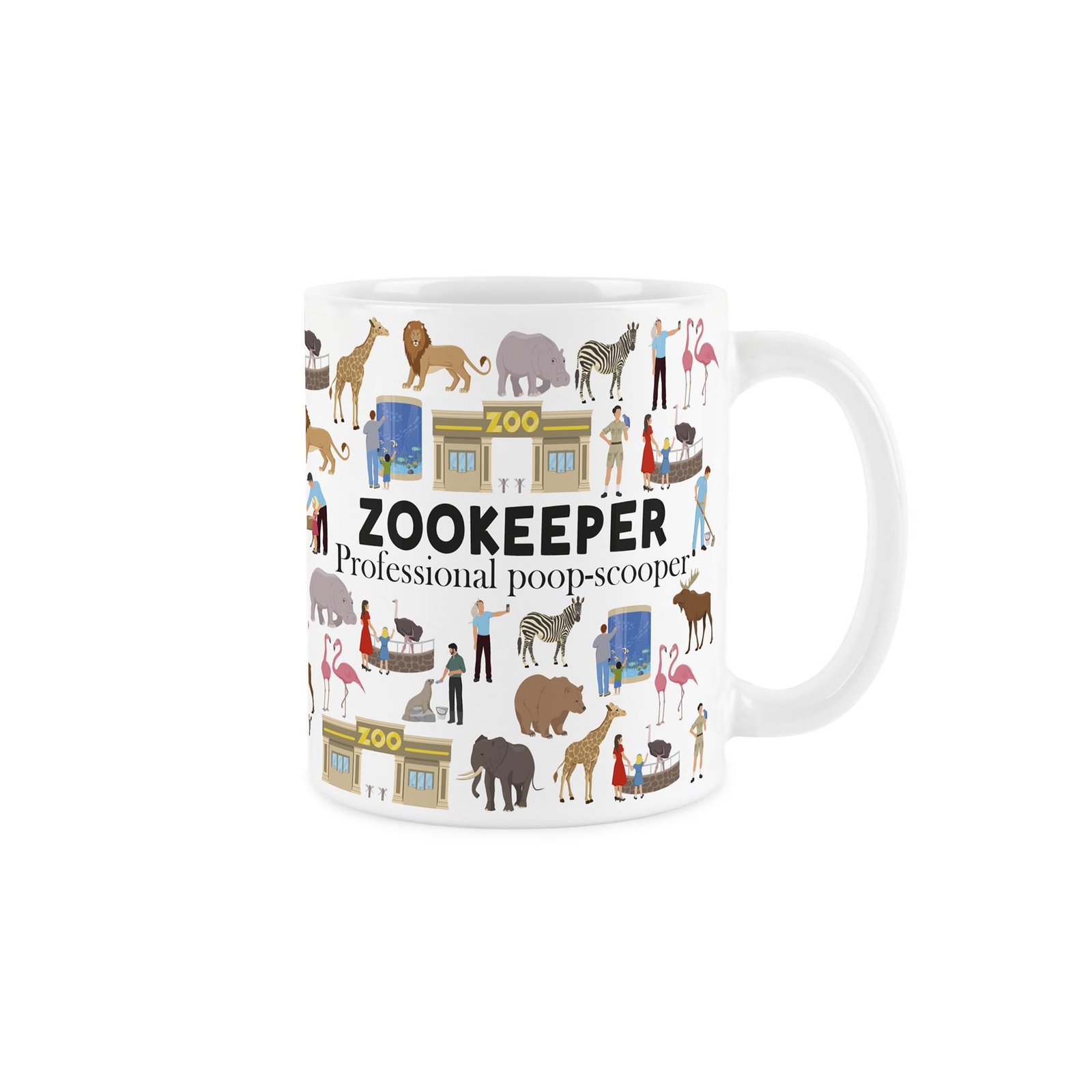 Zookeeper Mug - Novelty Zoo Worker/Animal Keeper White Ceramic Mug Gift