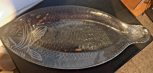 Bandeja para servir vintage de vidrio transparente con forma de pescado de 20,5 - Imagen 3 de 5