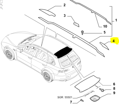 Alfa Romeo 159 Rear Left Roof Rack Boot Moulding (Silver) 156077780 Genuine - Picture 5 of 5